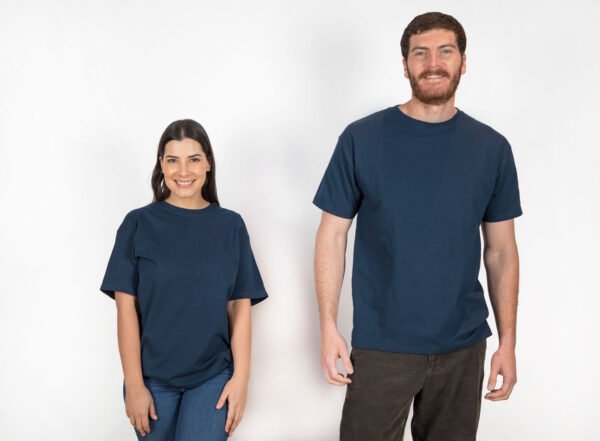 Playeras Cuello Redondo Azul Marino con Logo Bordado